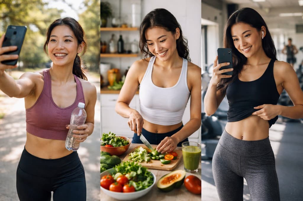 Outdoor runs, healthy cooking, and gym progress selfies